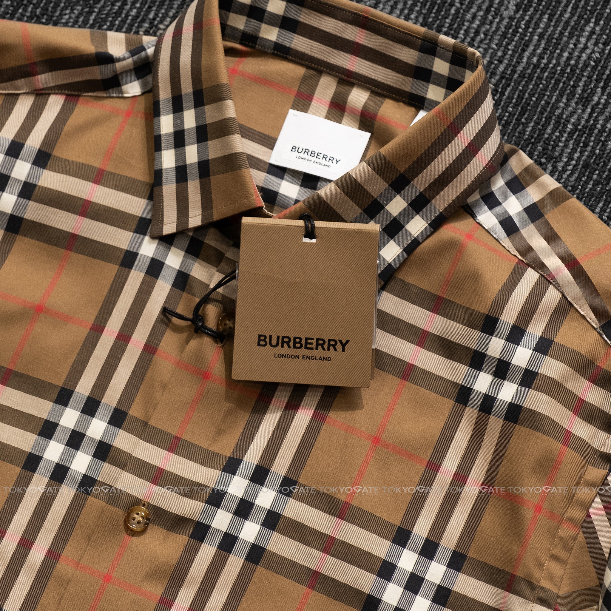 Áo sơ mi Burberry SS Shefford Taupe Brown Slim Fit