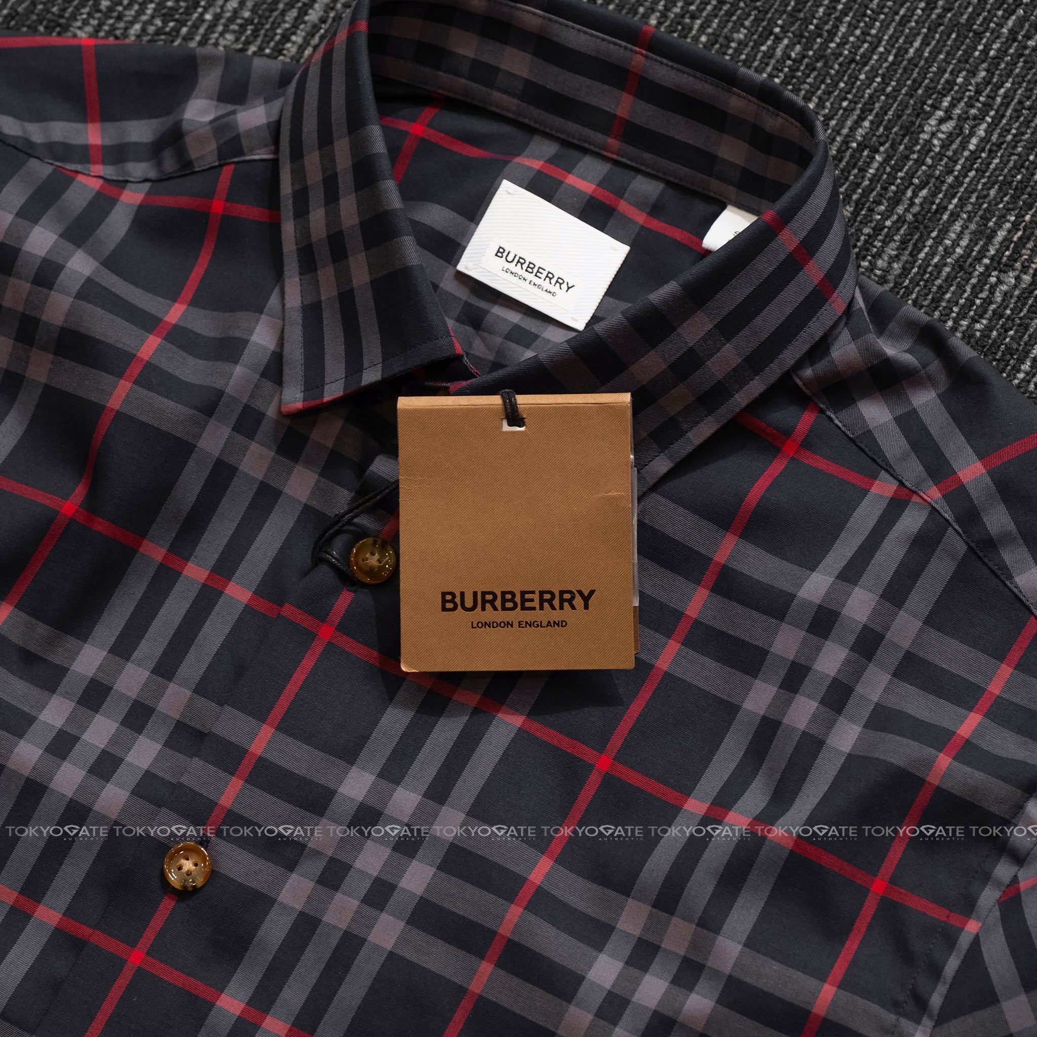 Áo sơ mi Burberry SS Shefford Navy Grey Slim Fit