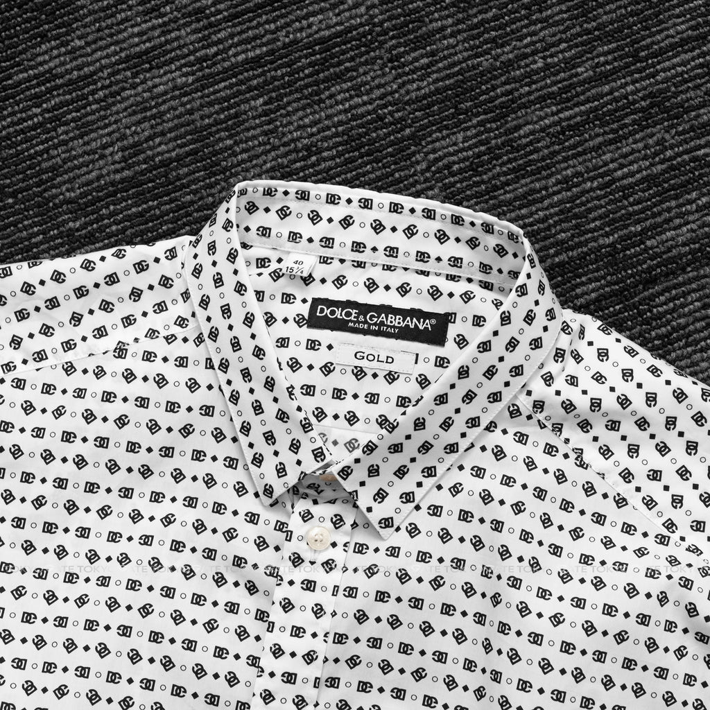 Áo sơ mi D&G G5KZ0THS5QC White Shirt With DG Logo Slim Fit