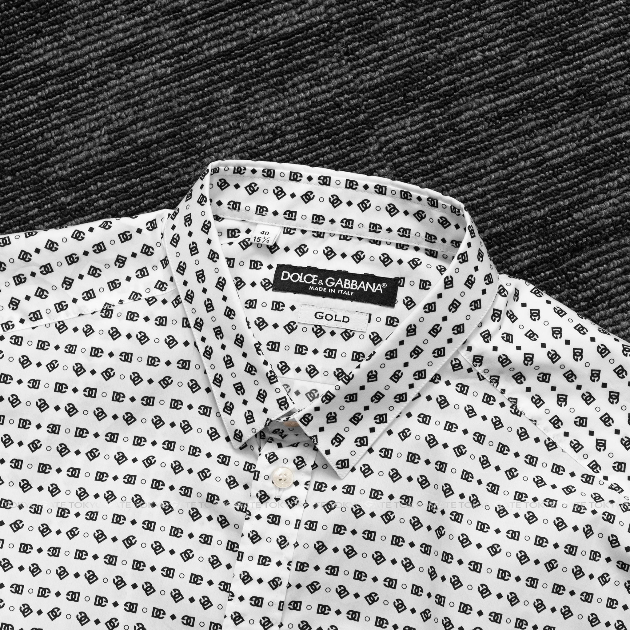Áo sơ mi D&G G5KZ0THS5QC White Shirt With DG Logo Slim Fit