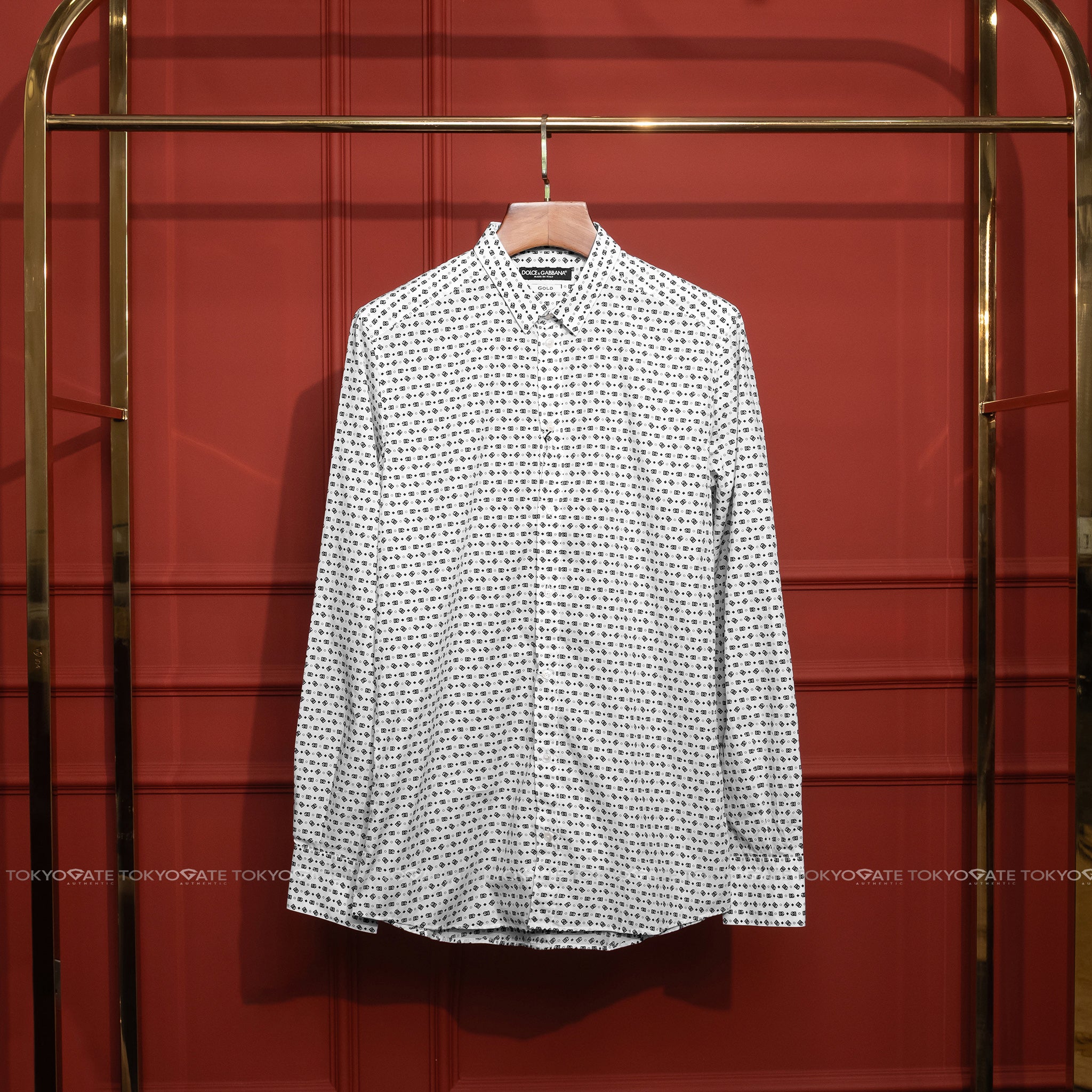 Áo sơ mi D&G G5KZ0THS5QC White Shirt With DG Logo Slim Fit