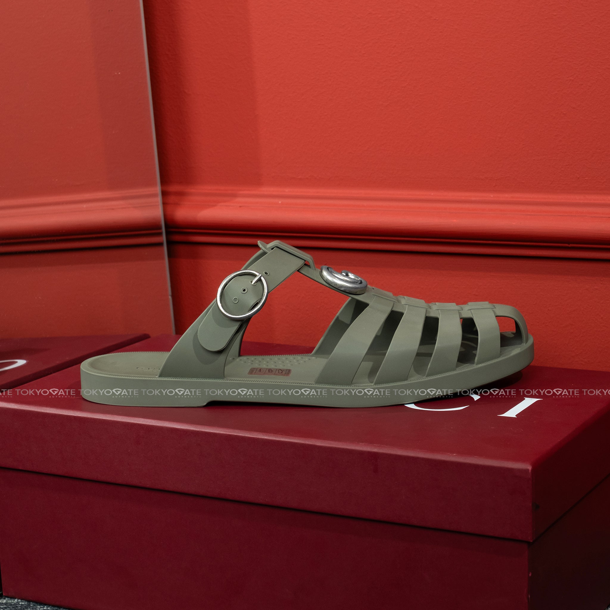 Dép Gucci 812582 J8700 Double G Mule Dark Green