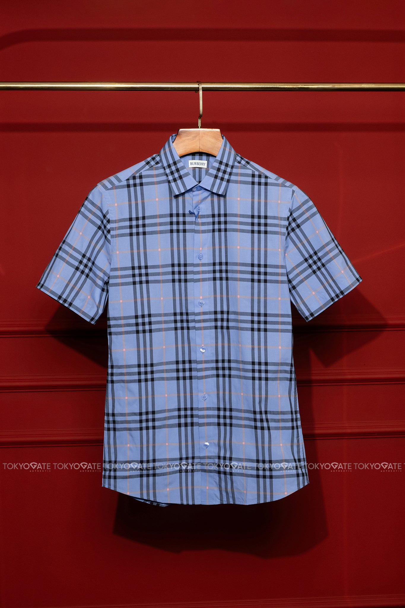 Áo sơ mi Burberry 8122335 SS Shefford Dusty Azure Slim Fit