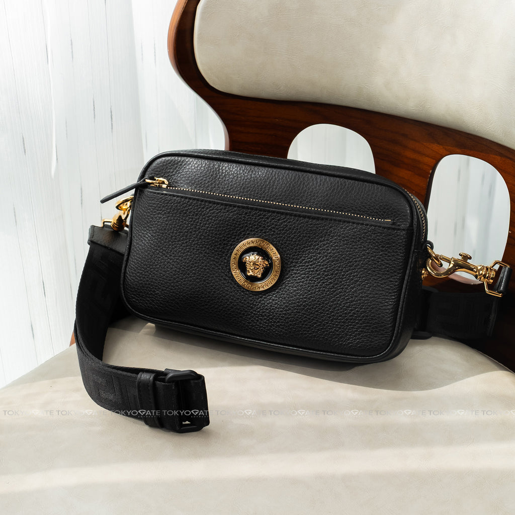 Túi Versace 1005464 1A02187 Black Leather Crossbody Bag