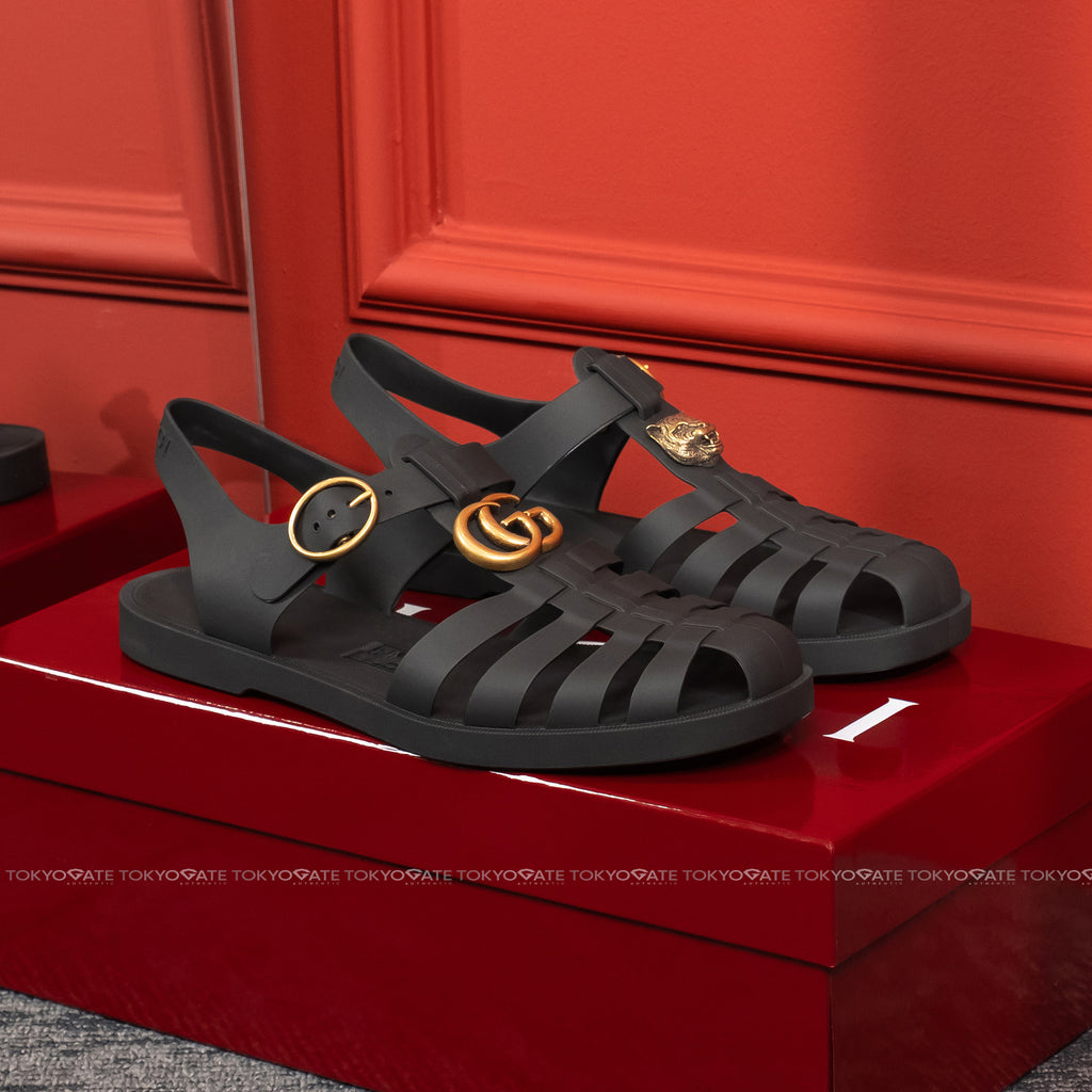 Dép Gucci Rubber Buckle Strap Sandal 463463 J8700 1000 Black