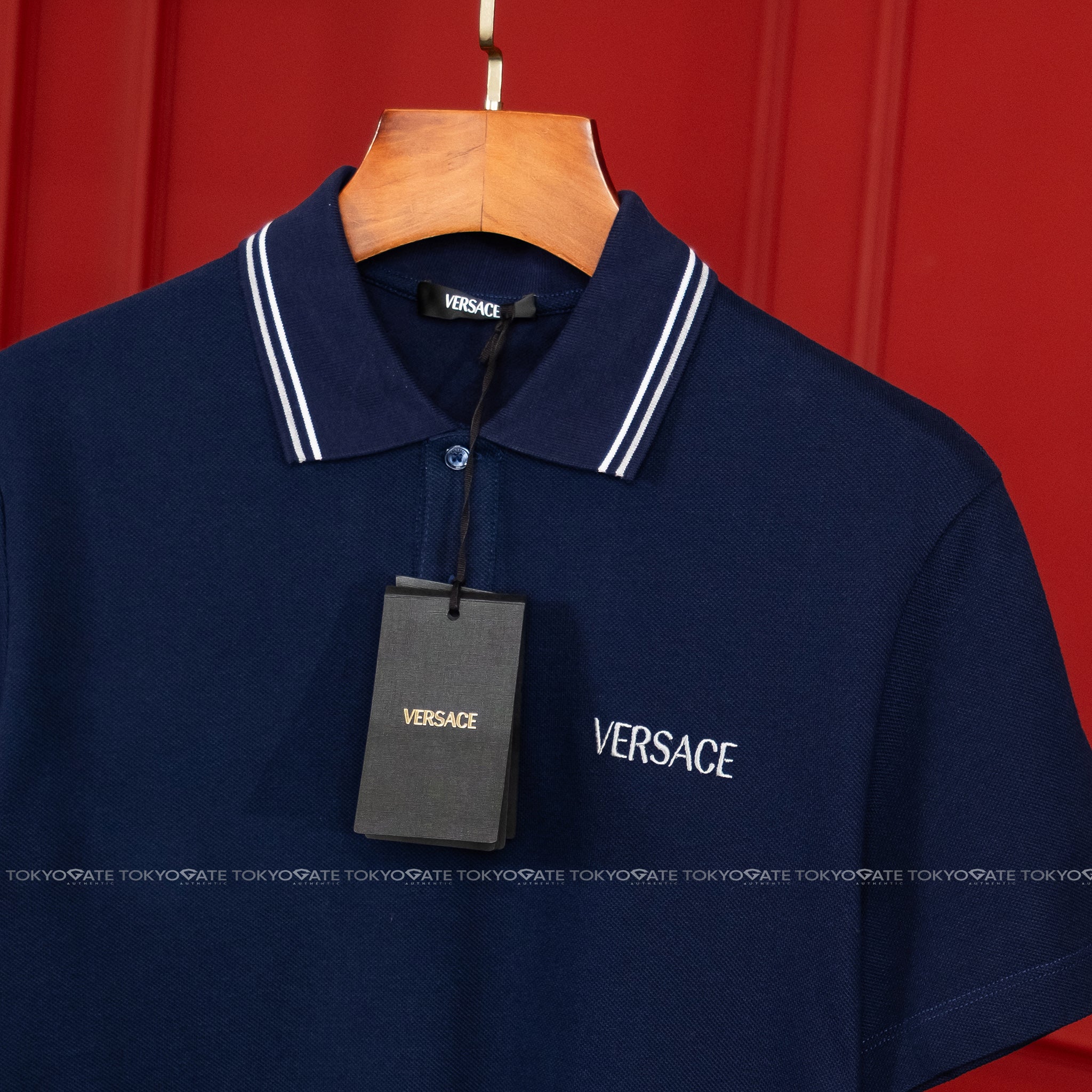 Áo polo Versace 1011851 1A14049 Navy Regular Fit