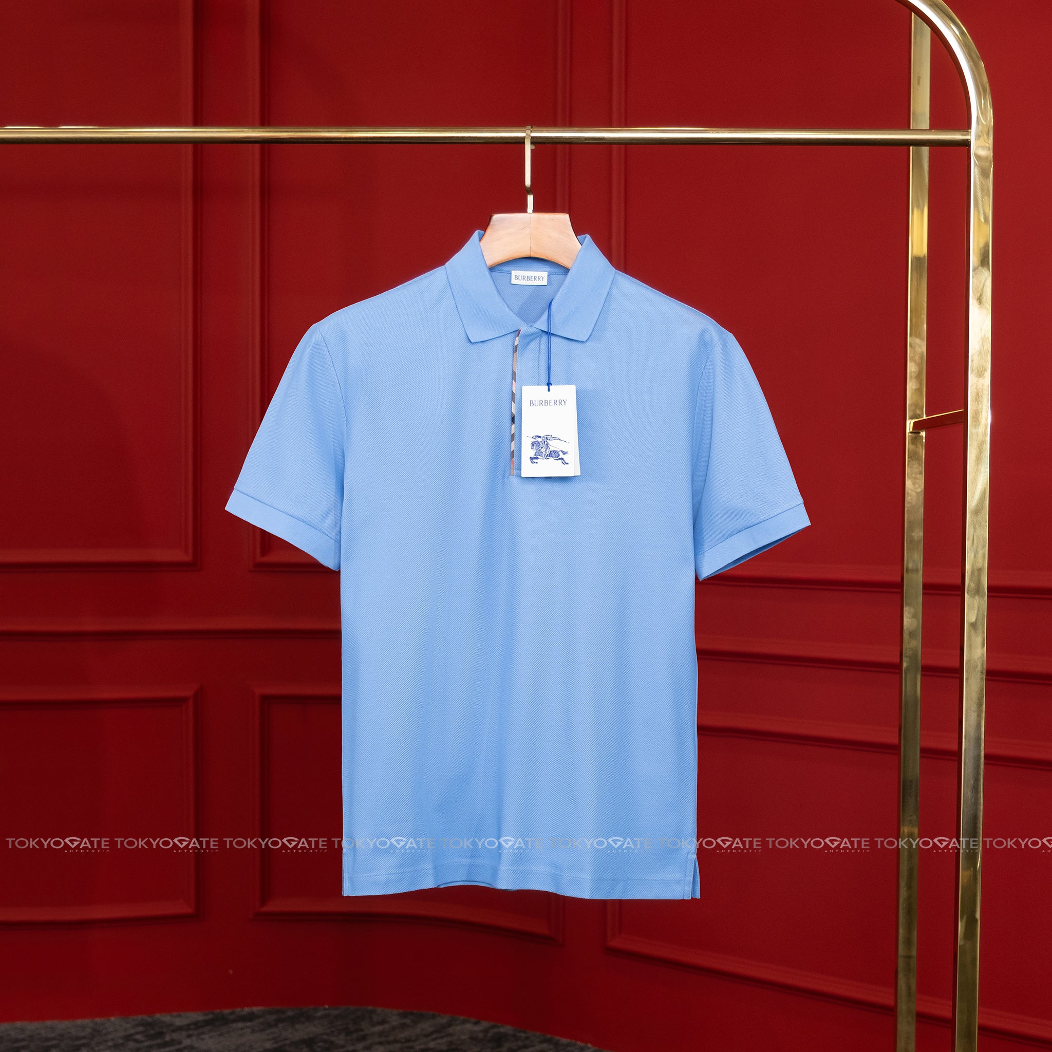 Áo polo Burberry 8120941 Harford ZP Perwinkle Blue Slim Fit
