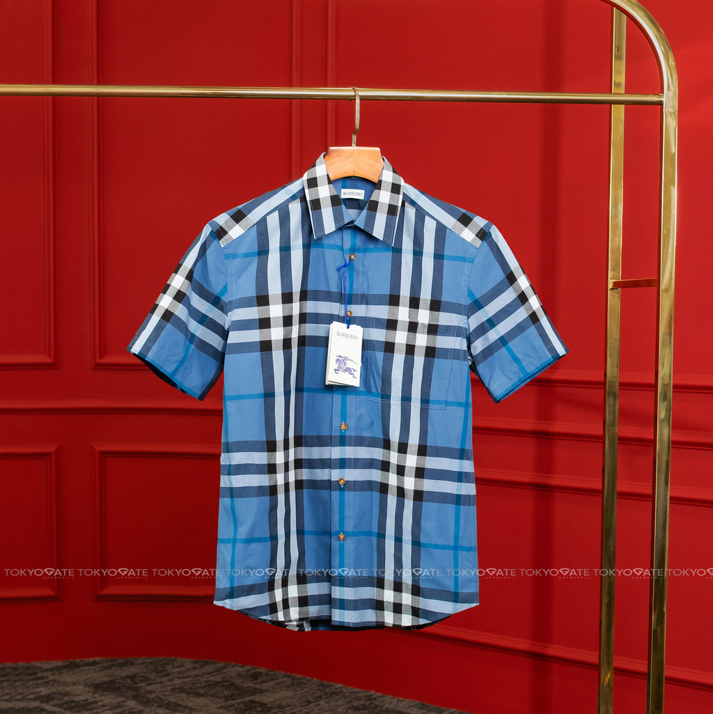 Áo sơ mi Burberry SS Claverdon Blue Jade Slim Fit