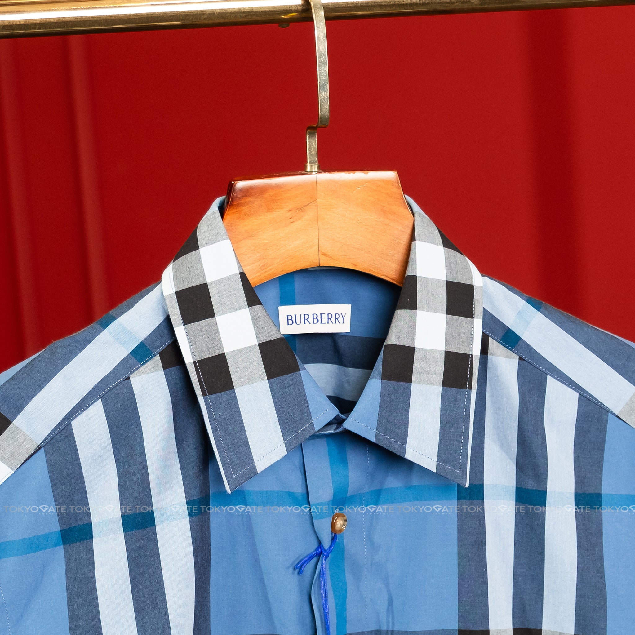 Áo sơ mi Burberry SS Claverdon Blue Jade Slim Fit