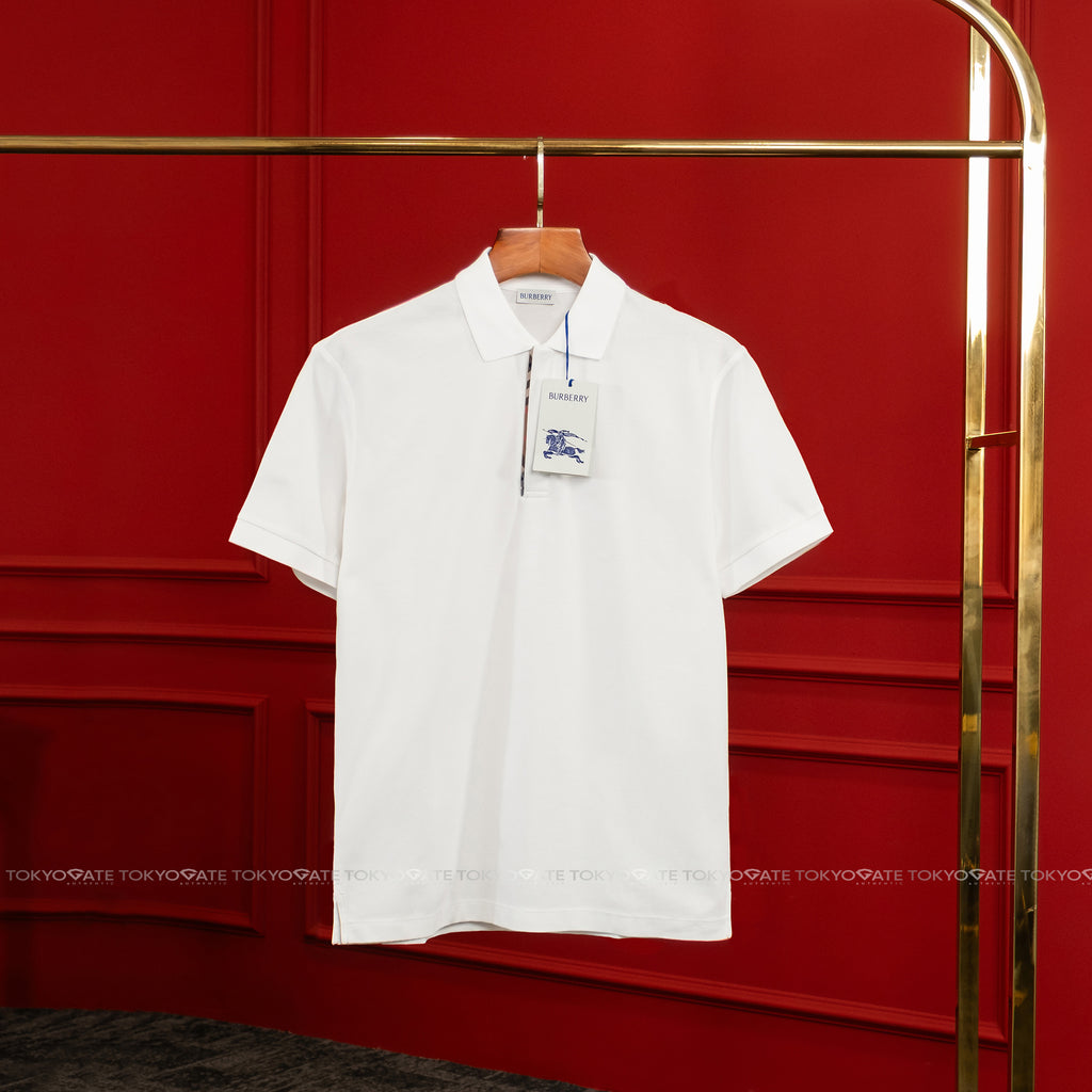 Áo polo Burberry 8112443 Harford ZP White Slim Fit
