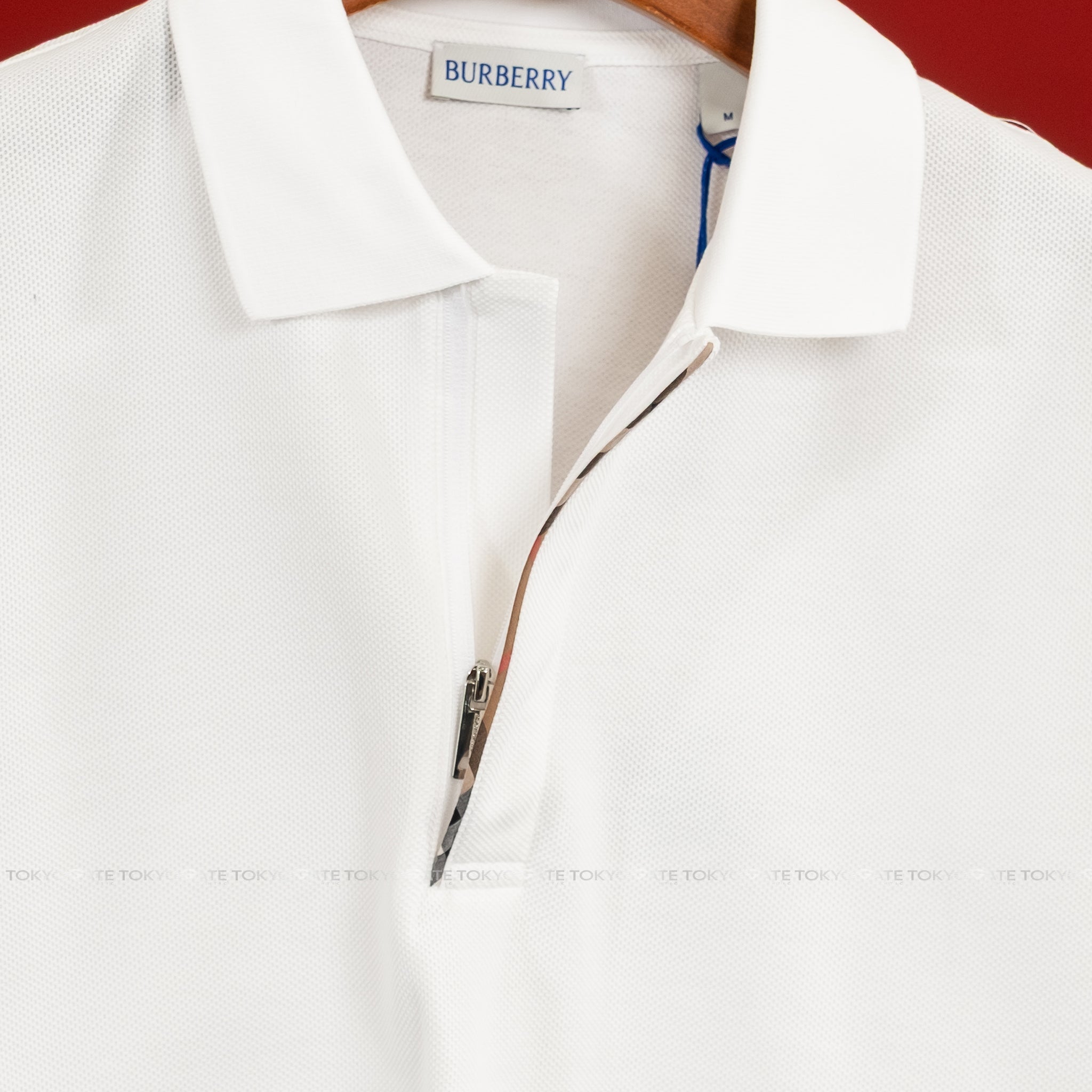 Áo polo Burberry 8112443 Harford ZP White Slim Fit