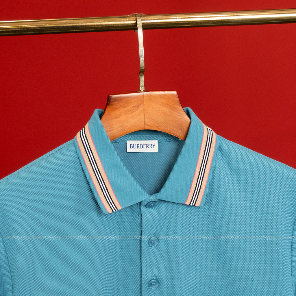 Áo polo Burberry 8120942 Hartford ICS Peacock Turquoise Slim Fit