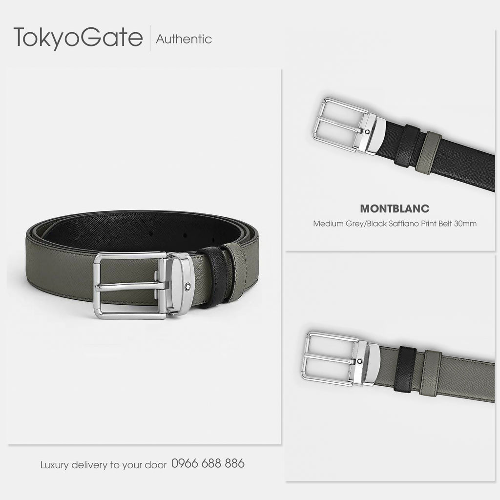 Dây lưng Montblanc MB220026 Green Black Reversible Belt 30mm