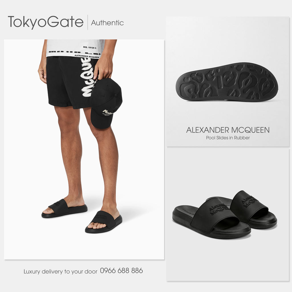 Dép Alexander McQueen 666983 Rubber Slides Black