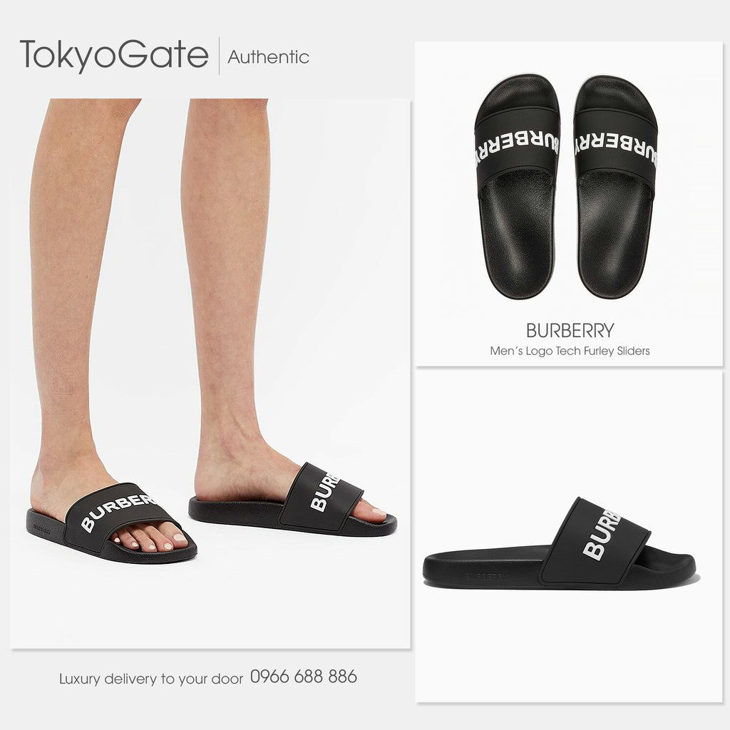 Dép Burberry Furley Logo Slide 8053501 Black