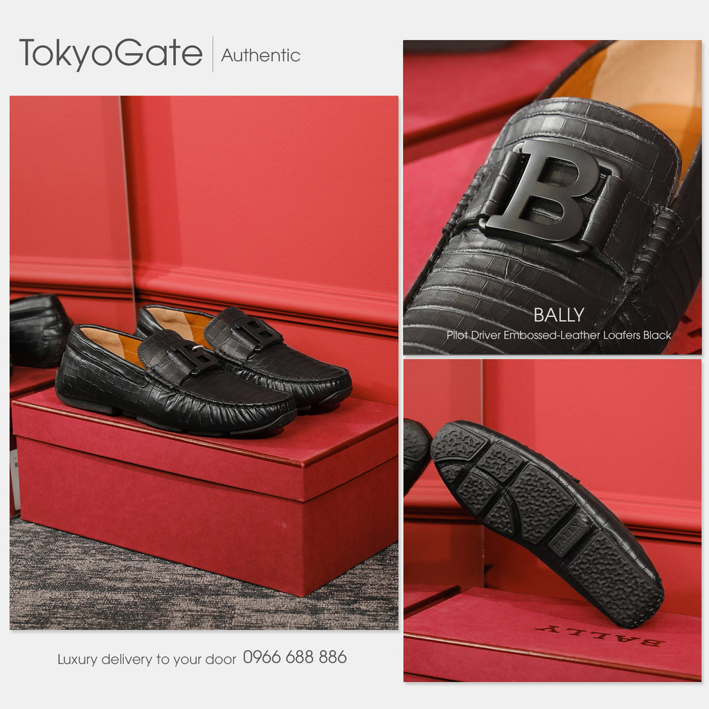 Giày Bally Pilatus Driving Shoes Black Calf Leather