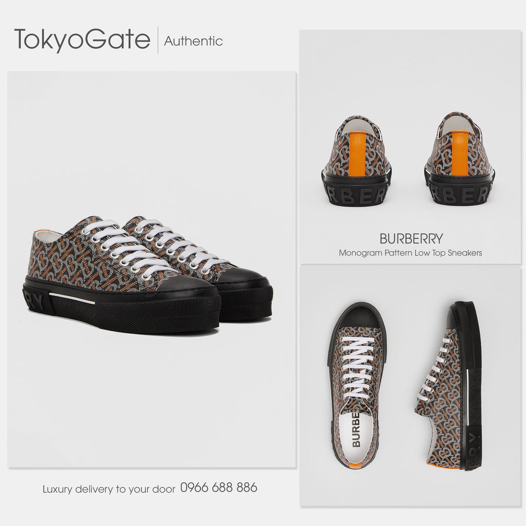 Giày Burberry TNR Jack Low TB Black White Orange