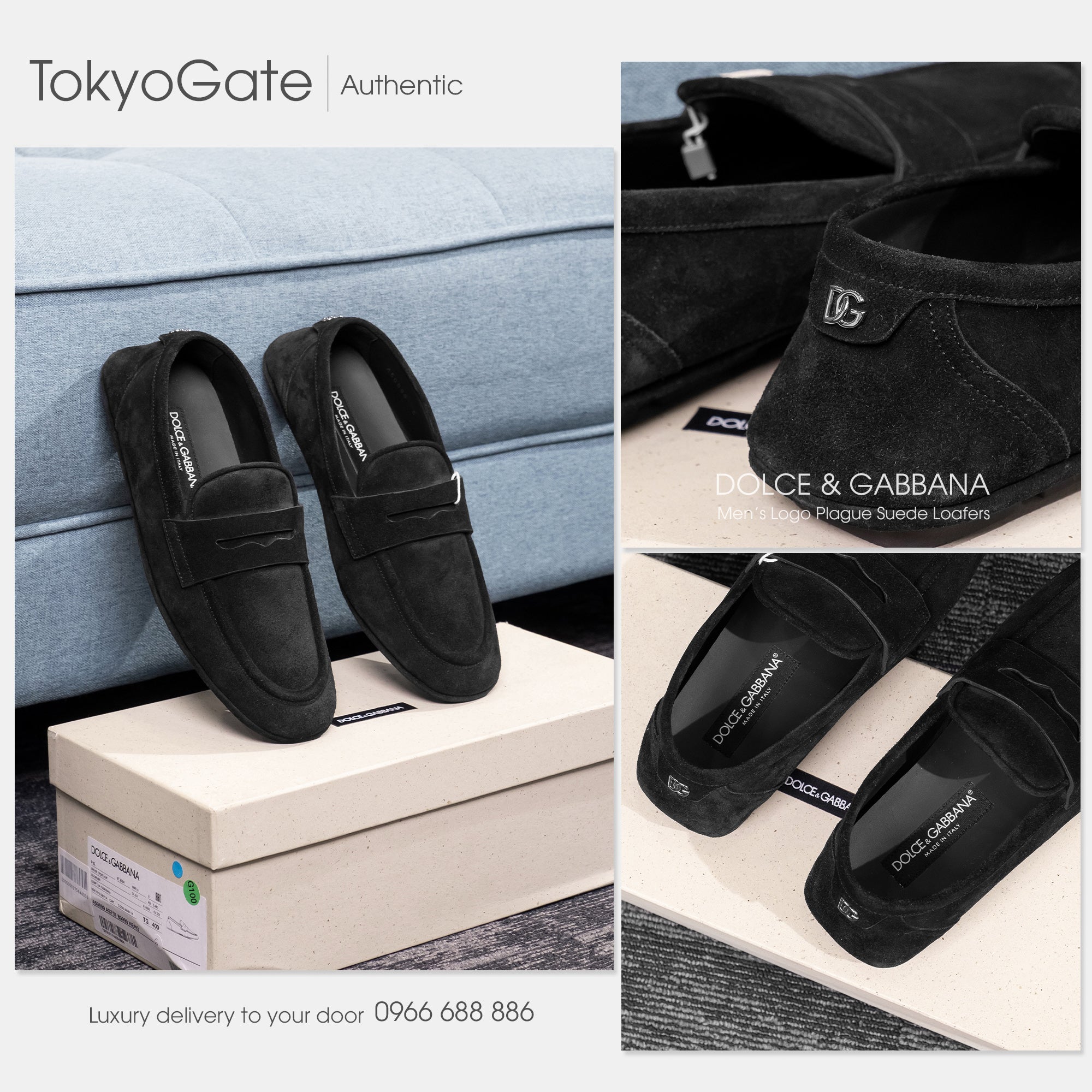 Giày D&G A50599 AS707 80999 Black Suede Leather