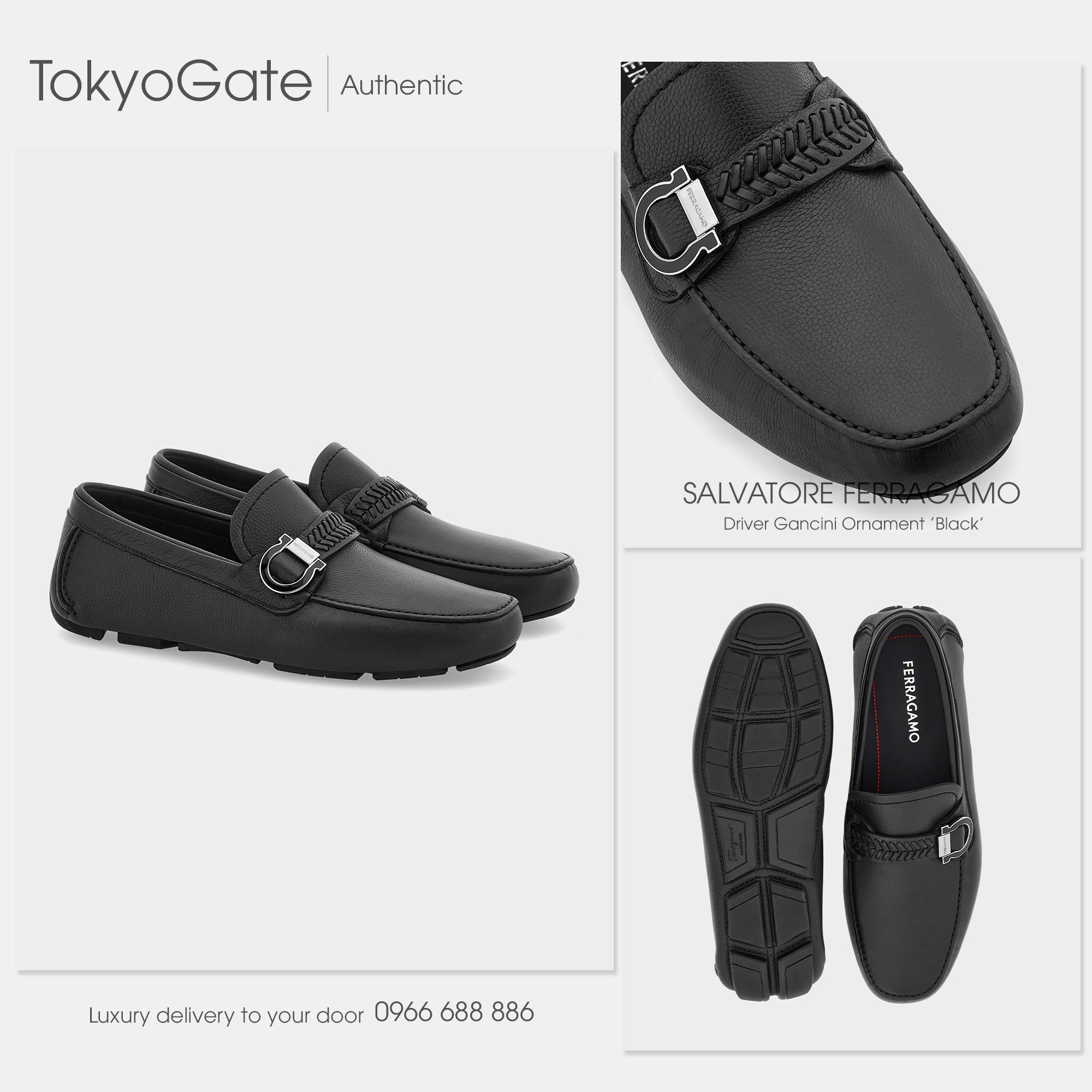 Giày Ferragamo Calispo 0774657 Black Leather