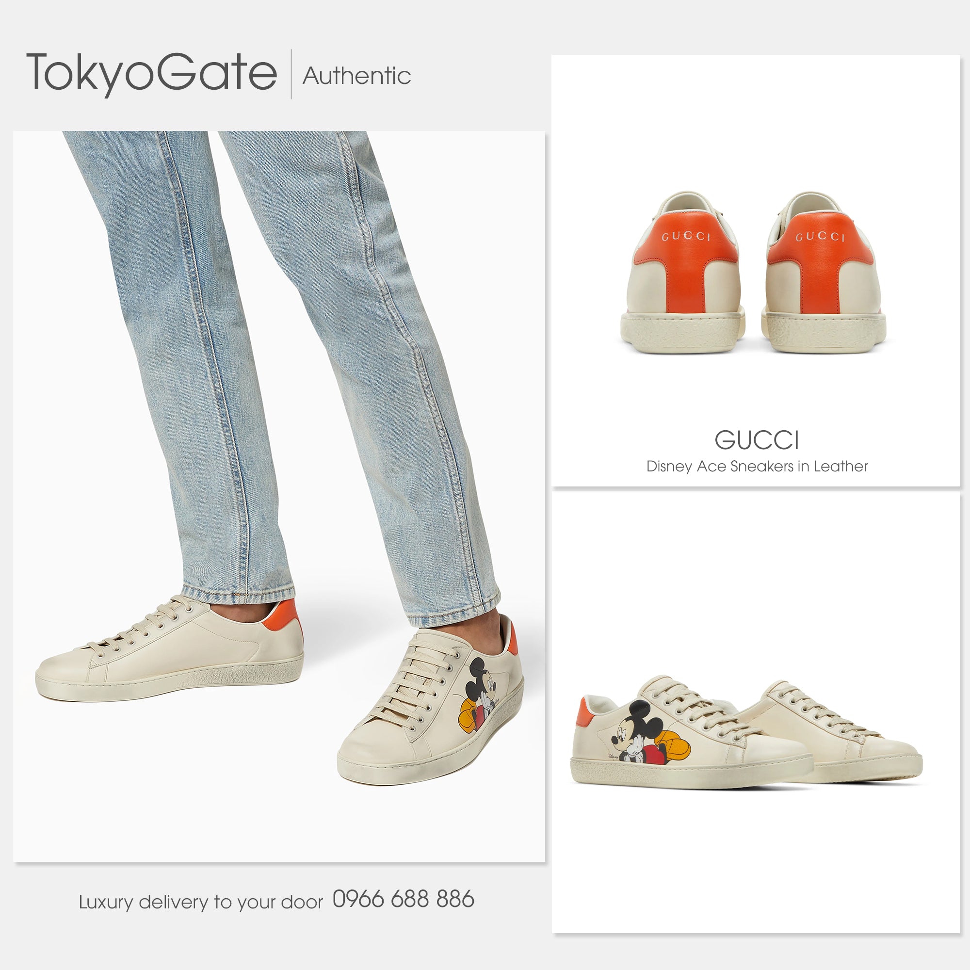 Giày Gucci 603697 AYO70 9591 Mickey Mouse Ivory