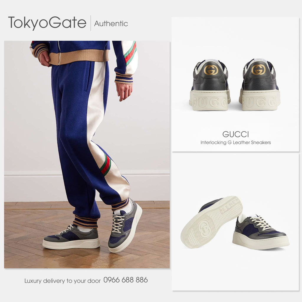 Gucci 726543 AABNK 1152 Lace-Up Sneaker Grey Navy