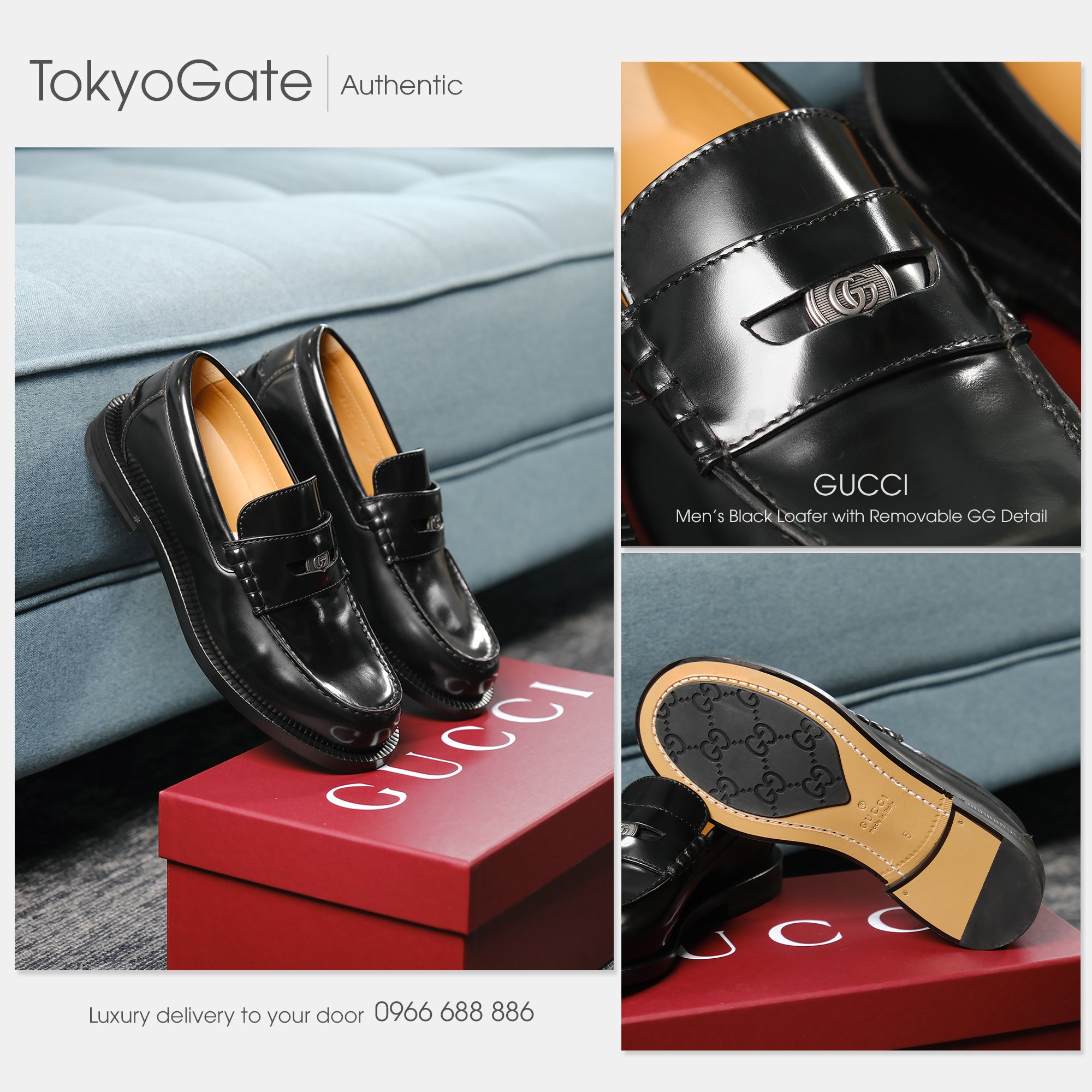 Giày Gucci 831274 AAD7WW1000 Black Leather Loafers