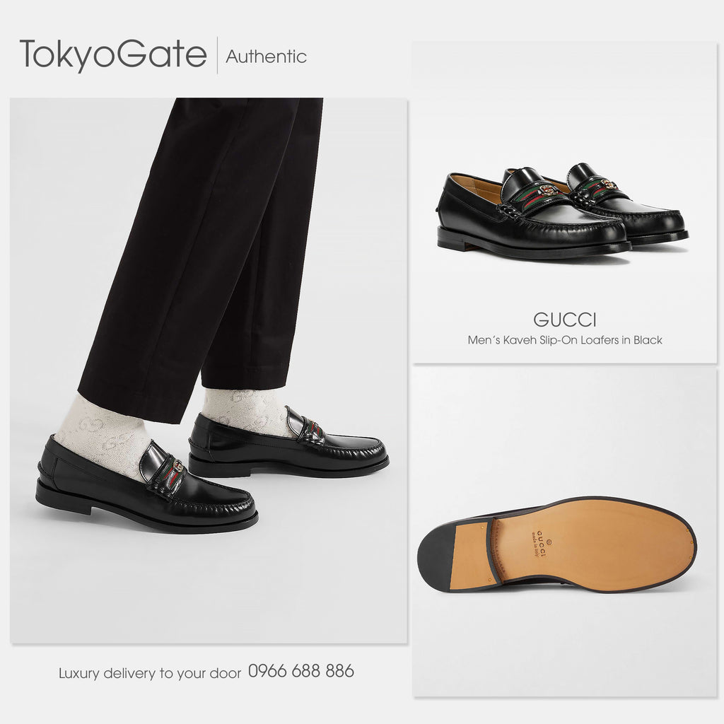 Giày Gucci Double G 644724 17X101060 Black Leather Loafers