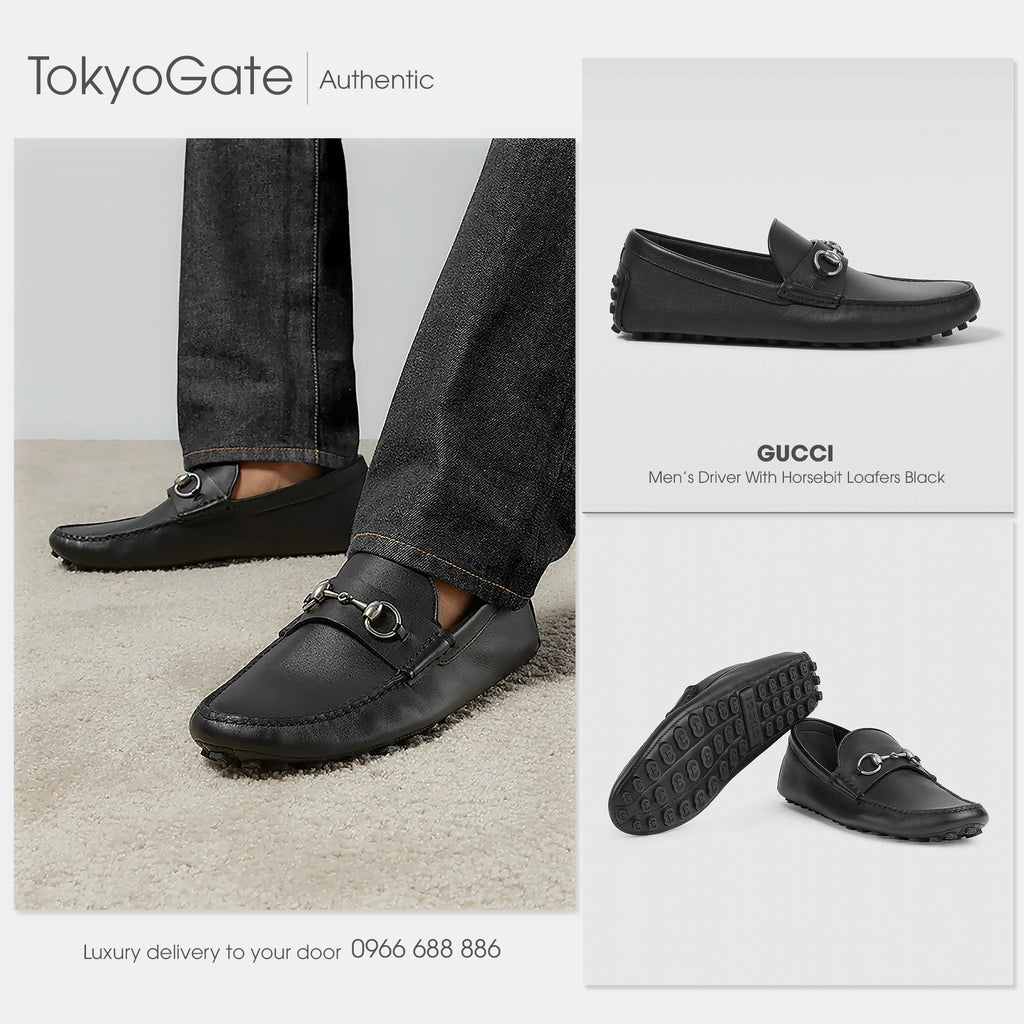 Giày Gucci 765859 1XH00 1000 Driver In Black Leather