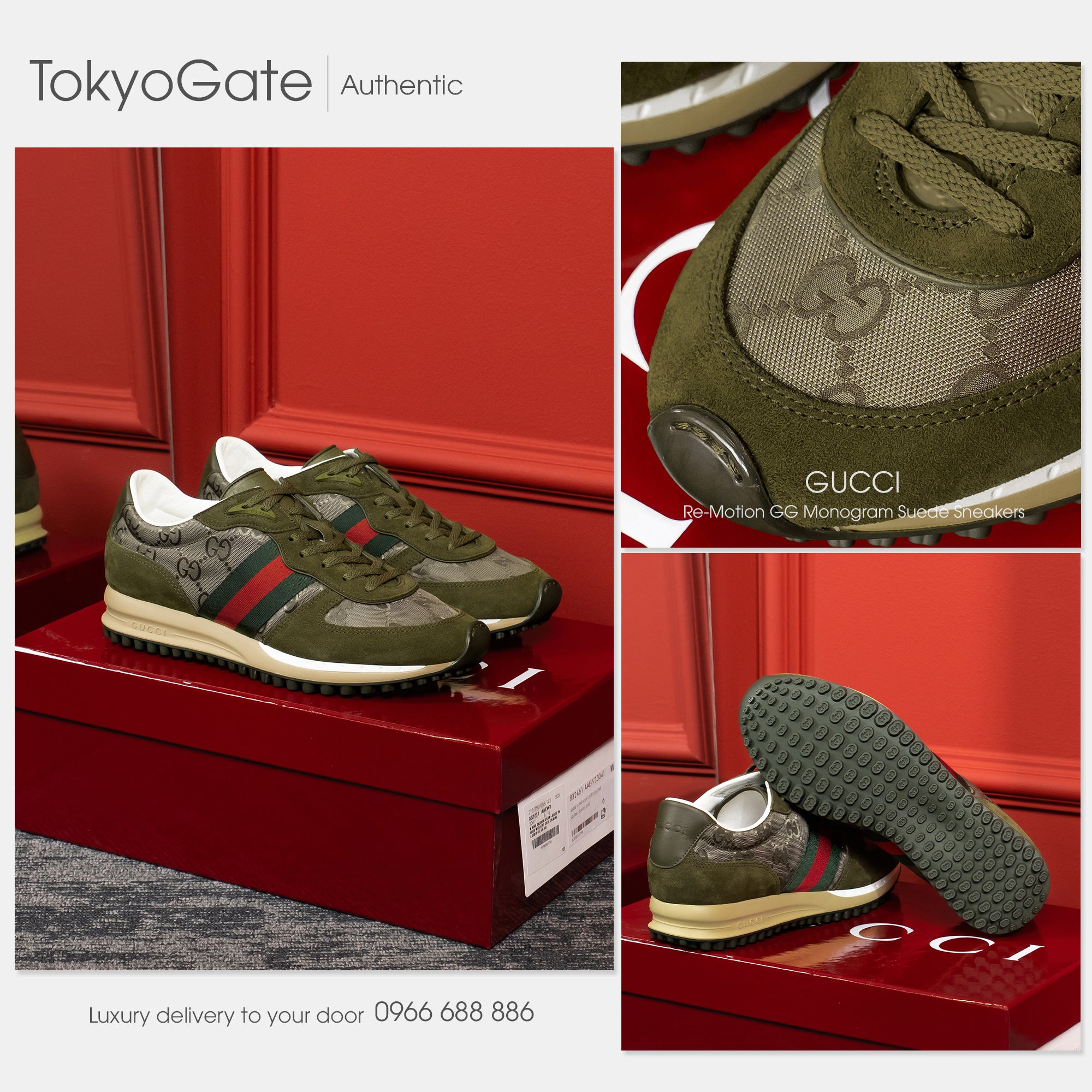 Giày Gucci 832461 AAEW3 3041 Nora Sneaker In Green