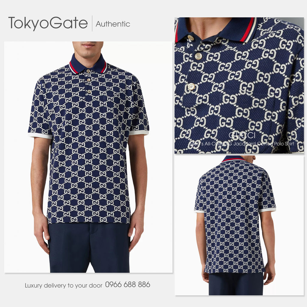 Áo polo Gucci GG Cotton Jersey Jacquard 768636 XJF49 4492 Regular Fit