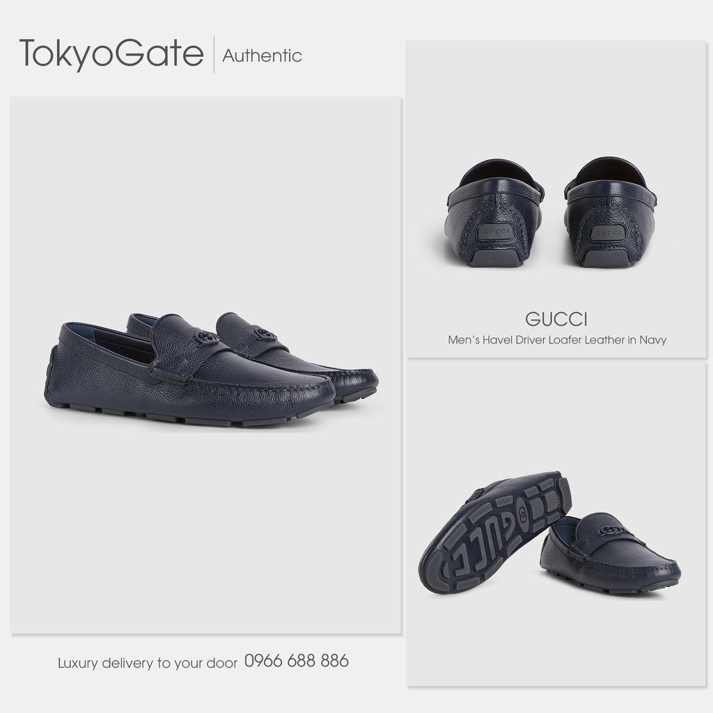 Giày Gucci 820658 AAEFR 4009 Havel Driver Loafer Navy