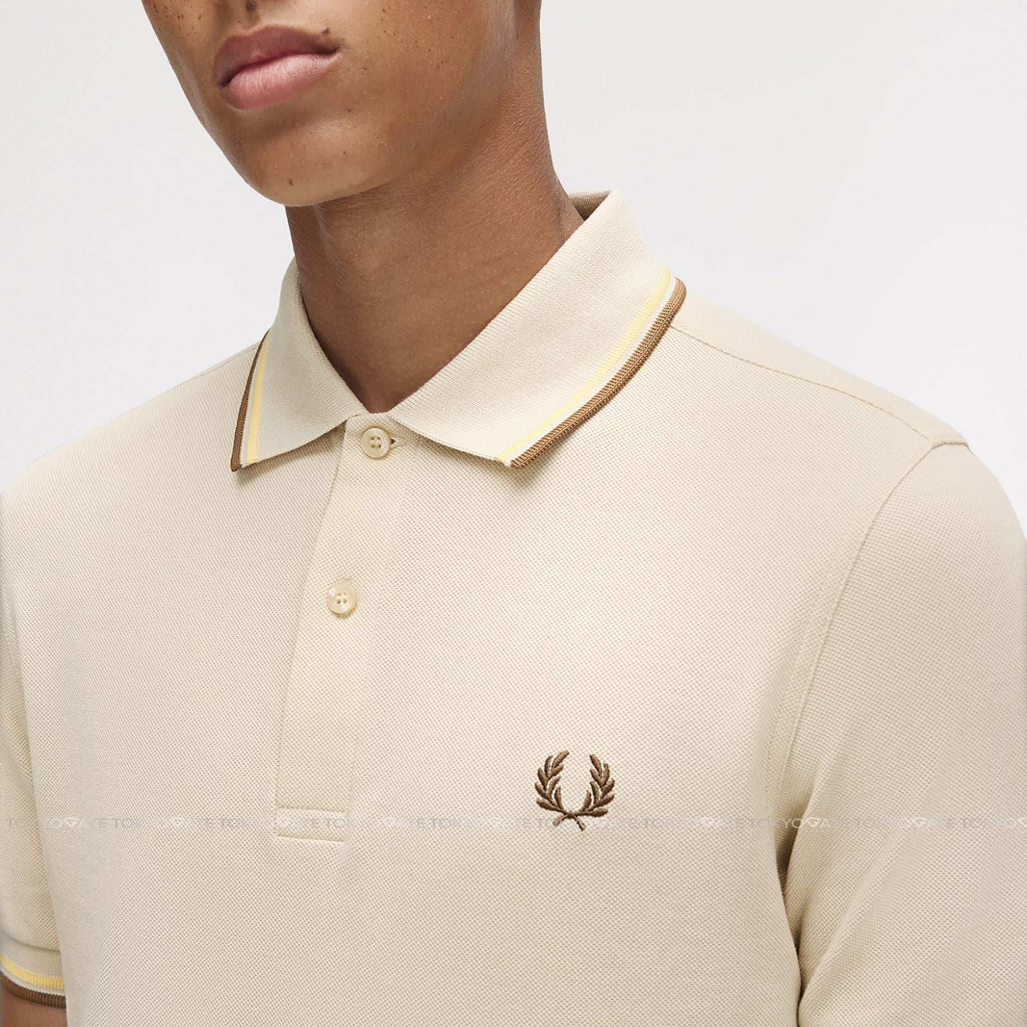 Áo polo Fred Perry M3600 Y56 Twin Tipped Polo Shirt In Beige