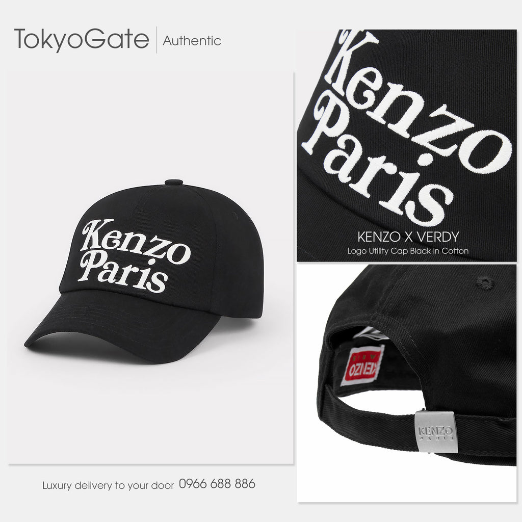 Mũ lưỡi trai Kenzo x Verdy Logo Utility Cap Black
