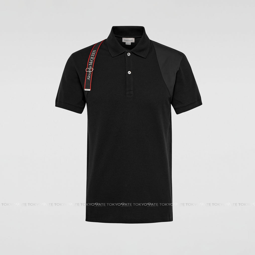 Áo polo Alexander McQueen 625245 QSX33 1000 Harness Black Regular Fit