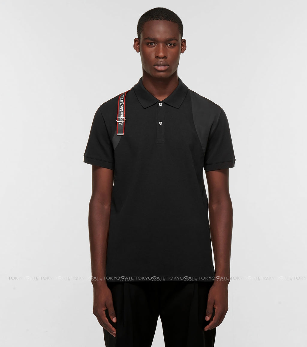 Áo polo Alexander McQueen 625245 QSX33 1000 Harness Black Regular Fit
