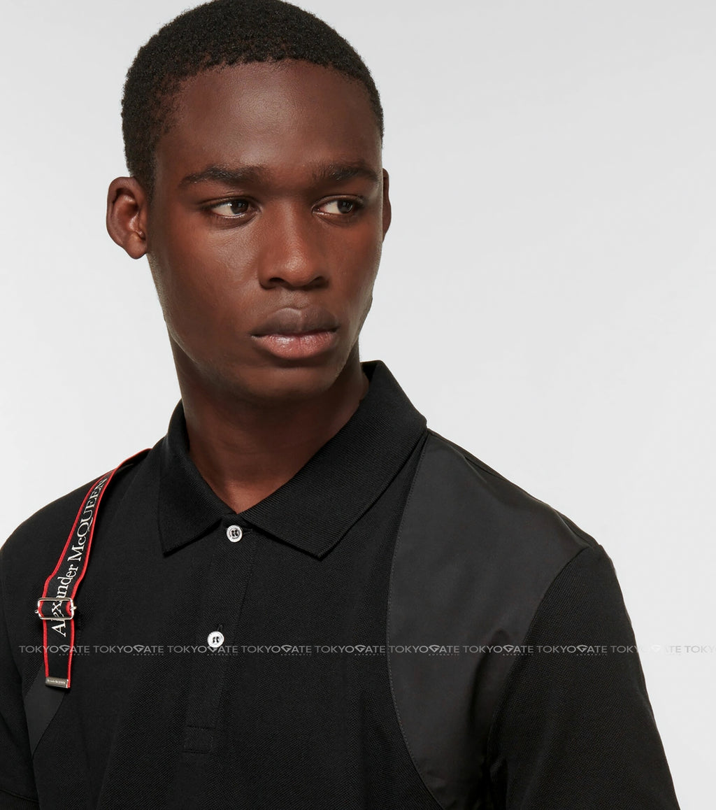 Áo polo Alexander McQueen 625245 QSX33 1000 Harness Black Regular Fit
