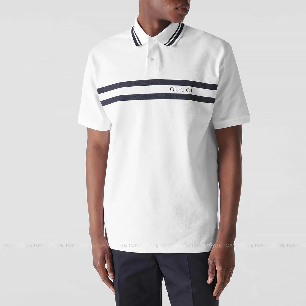 Polo Gucci 788015 XJGJX 9081 Cotton With Logo Print White Regular Fit