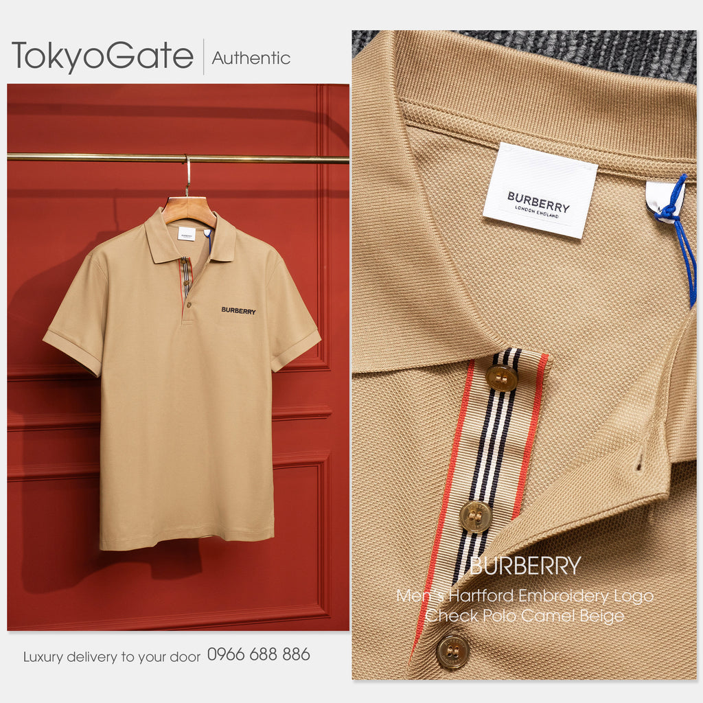 Áo polo Burberry SS Hartford BBY Camel Slim Fit