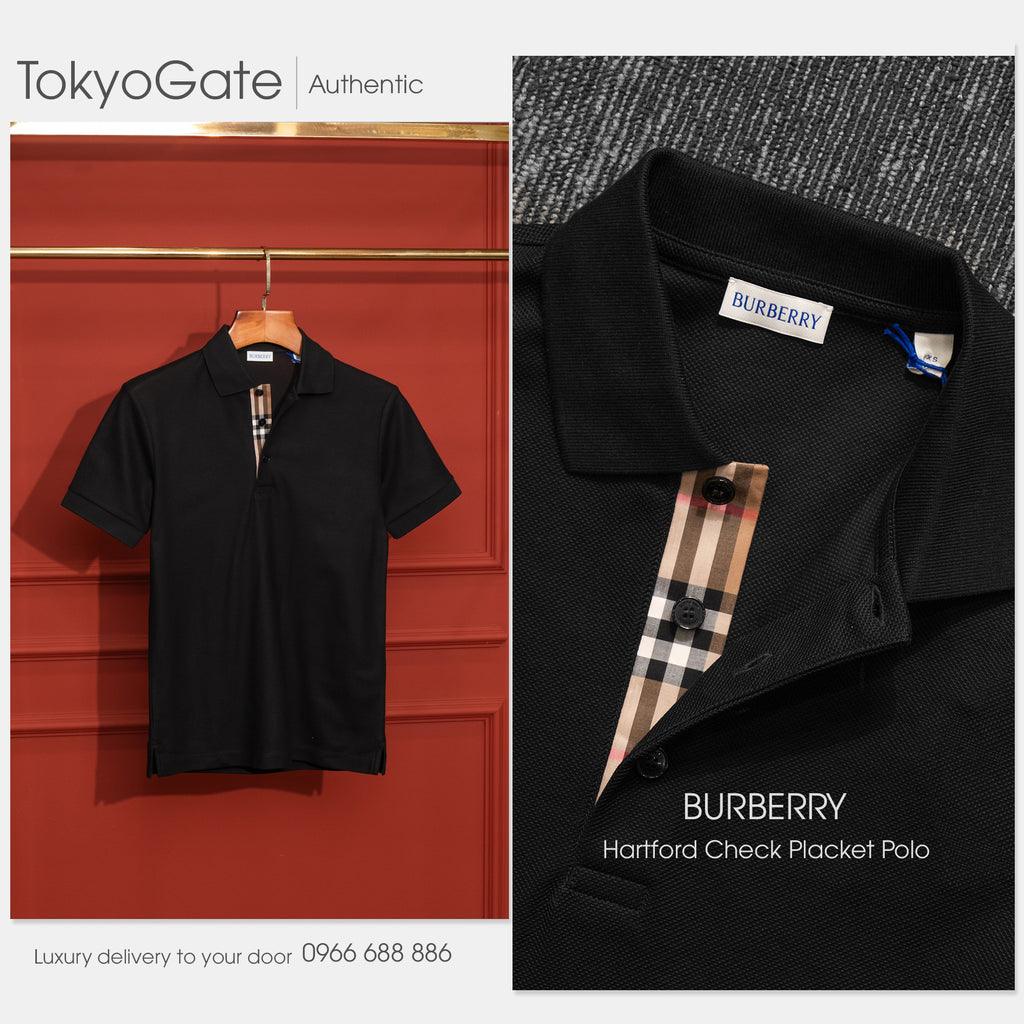 Áo polo Burberry SS Hartford Black Slim Fit