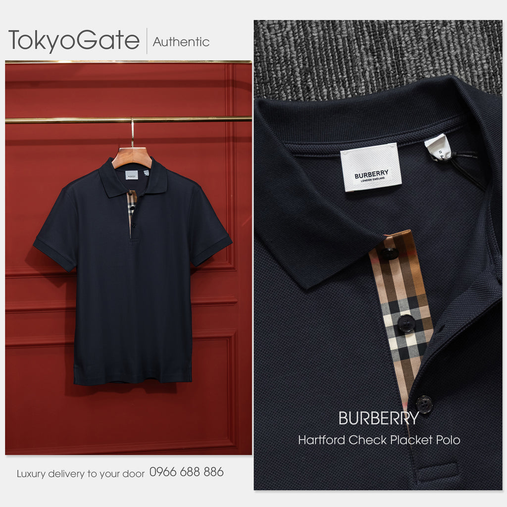 Áo polo Burberry SS Hartford Navy Black Slim Fit