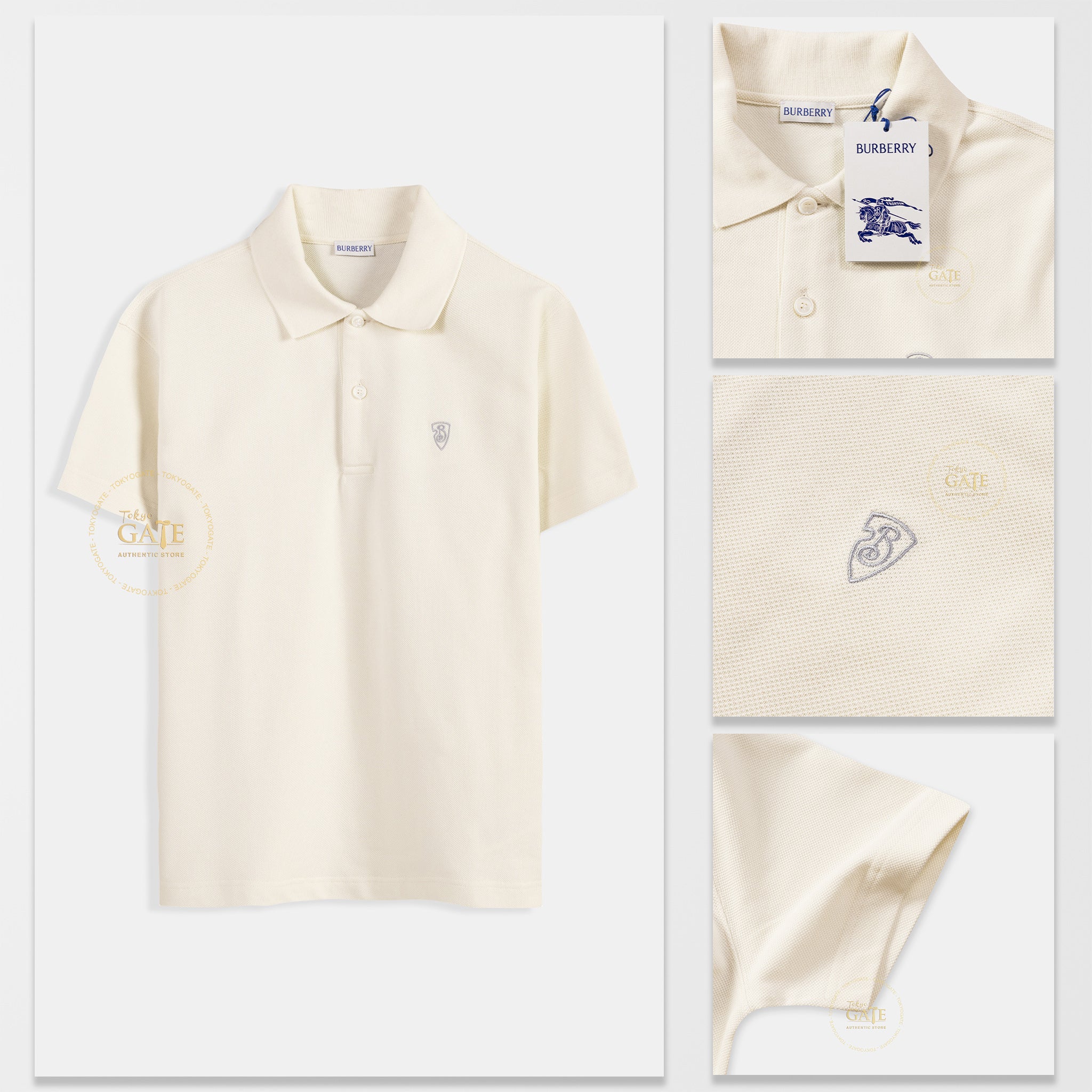 Áo polo Burberry SS W24 MW SIC Tundra Slim Fit