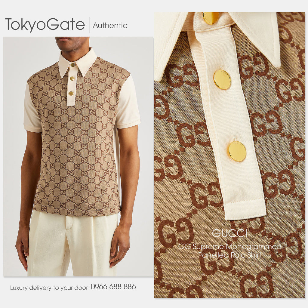 Áo polo Gucci 682015 XJD1F 2270 Jumbo GG Jacquard Áo polo Beige Regular Fit