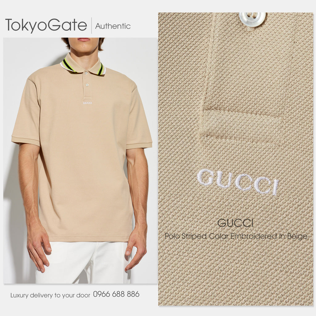 Áo polo Gucci 788024 XJGJY 2219 Beige Regular Fit