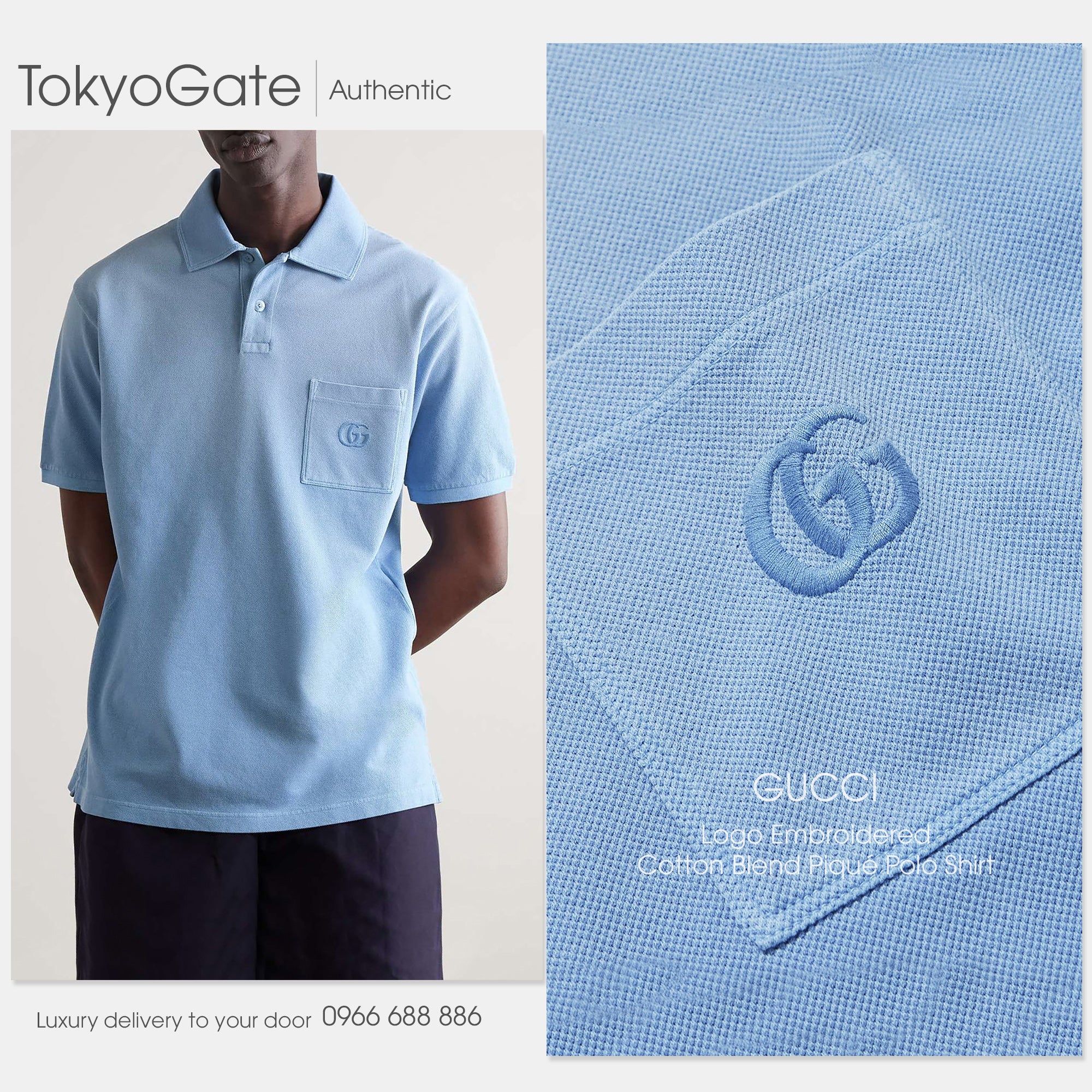 Áo polo Gucci 833898 XJHCN Logo Embroidered Cotton Blend Regular Fit