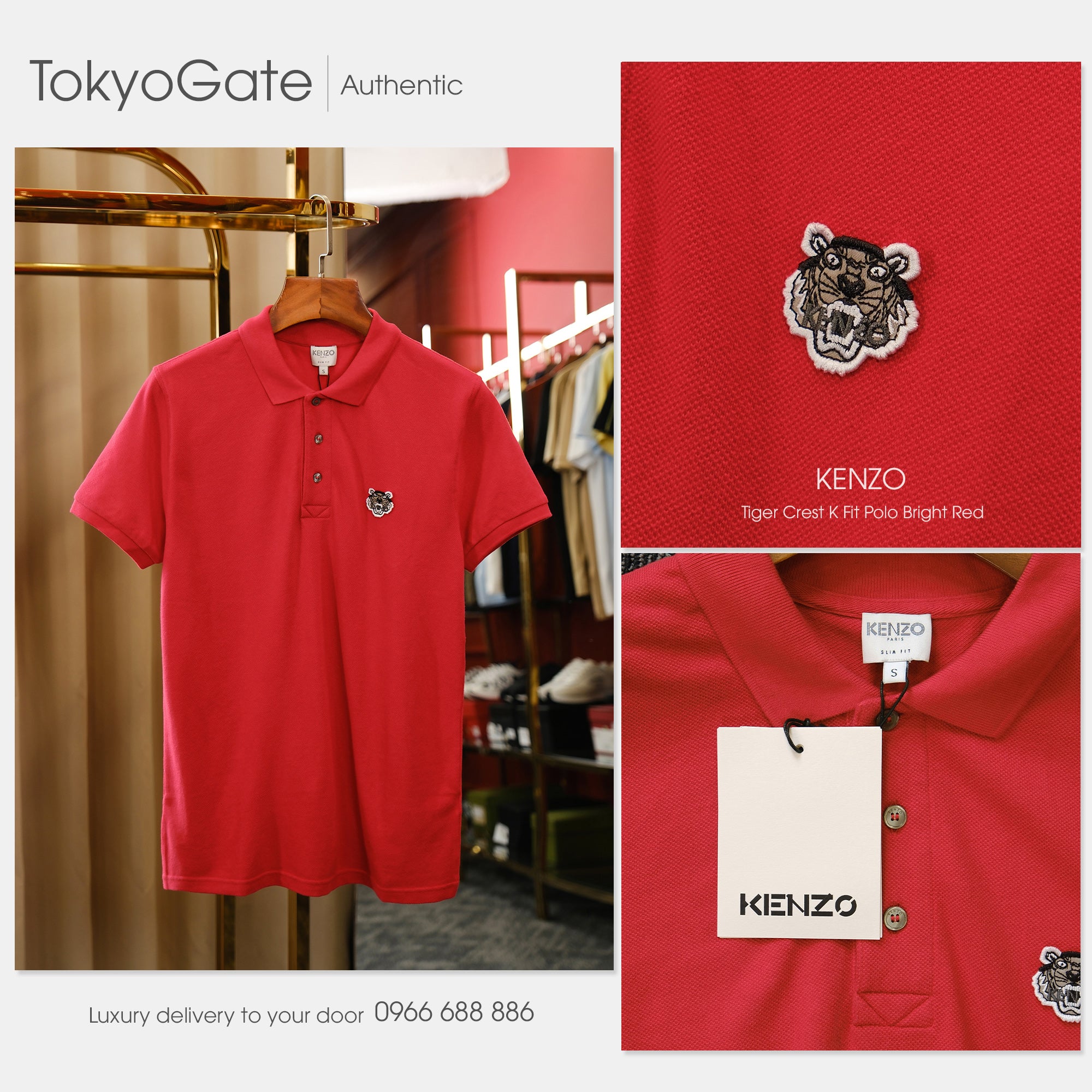 Áo polo Kenzo PF665PO0014BA 22 Bright Red Slim Fit