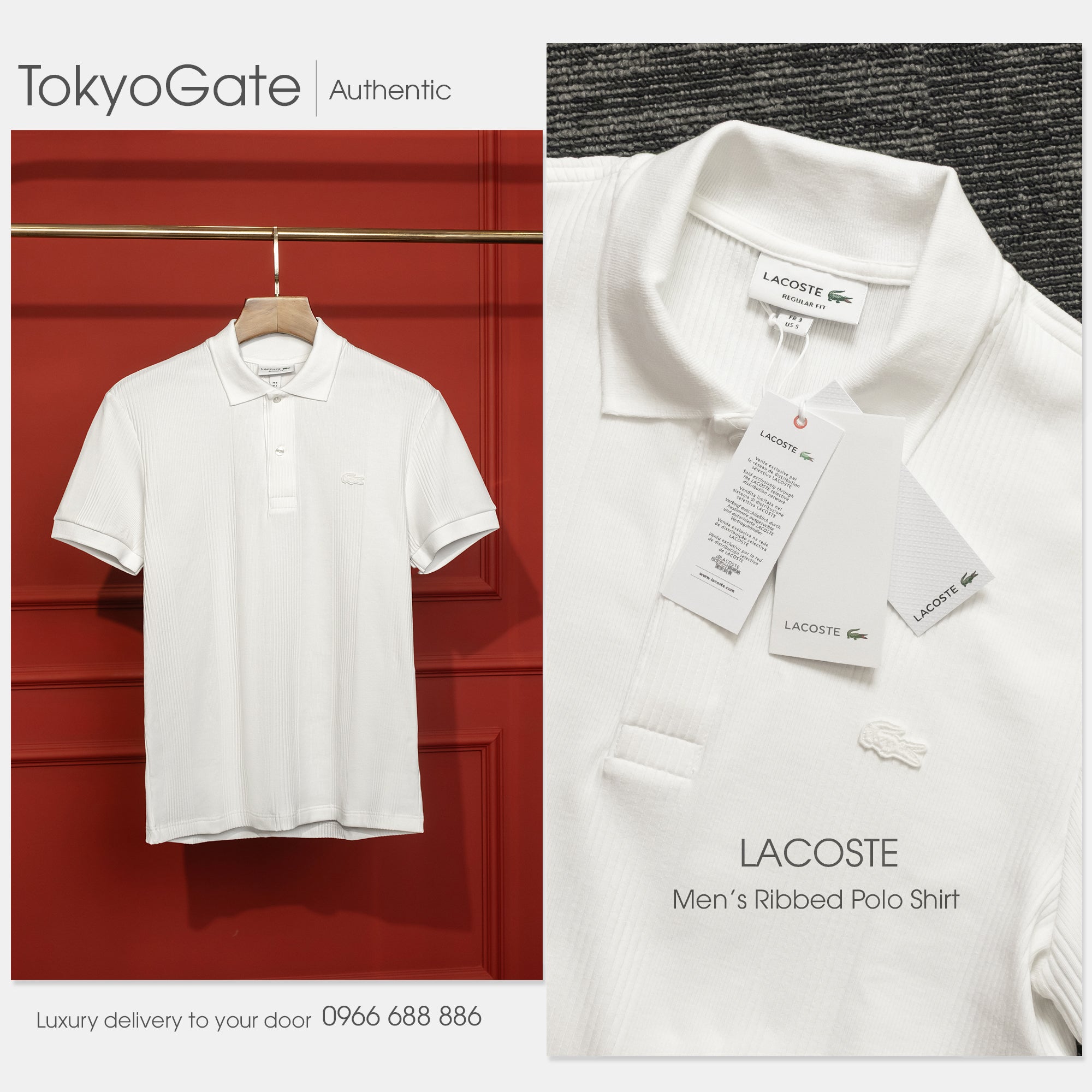 Áo polo Lacoste DH2195 70V Regular Fit Ribbed Knit Polo Shirt
