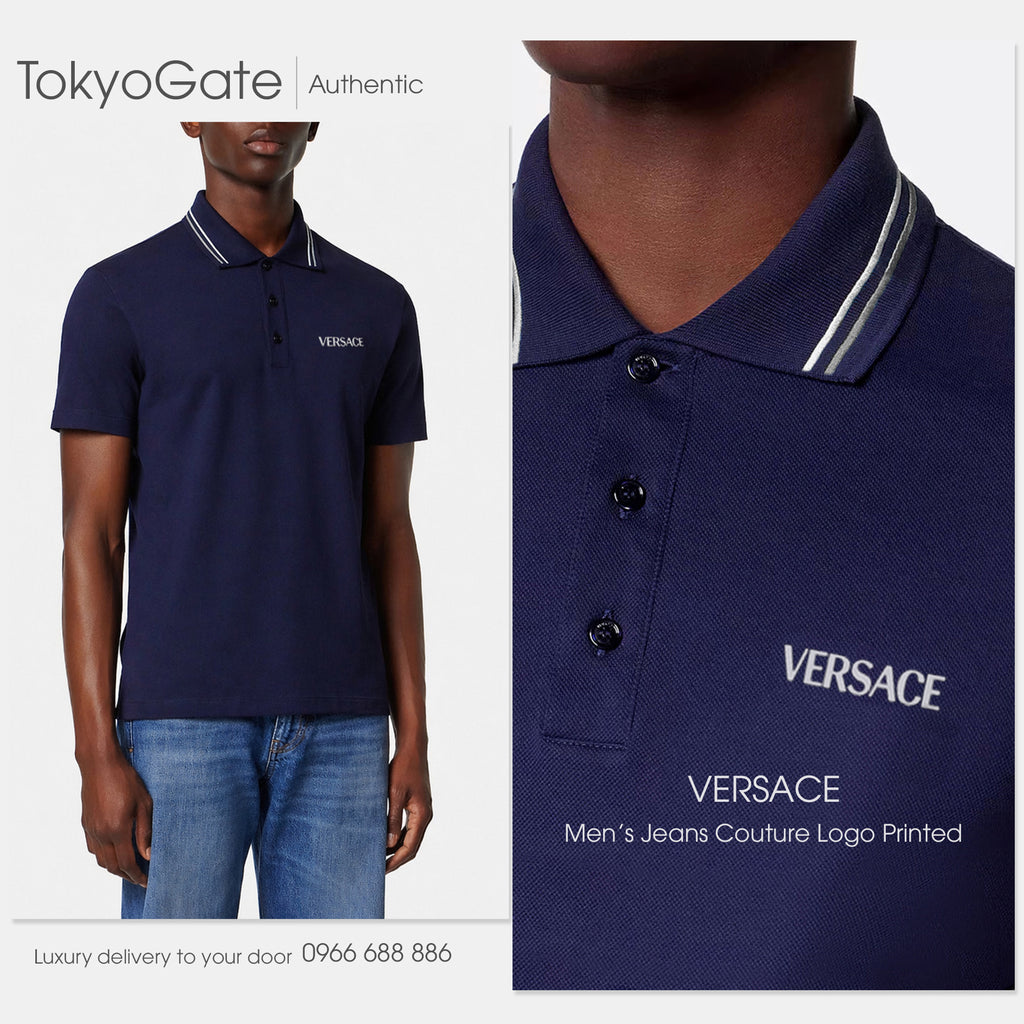 Áo polo Versace 1011851 1A14049 Navy Regular Fit