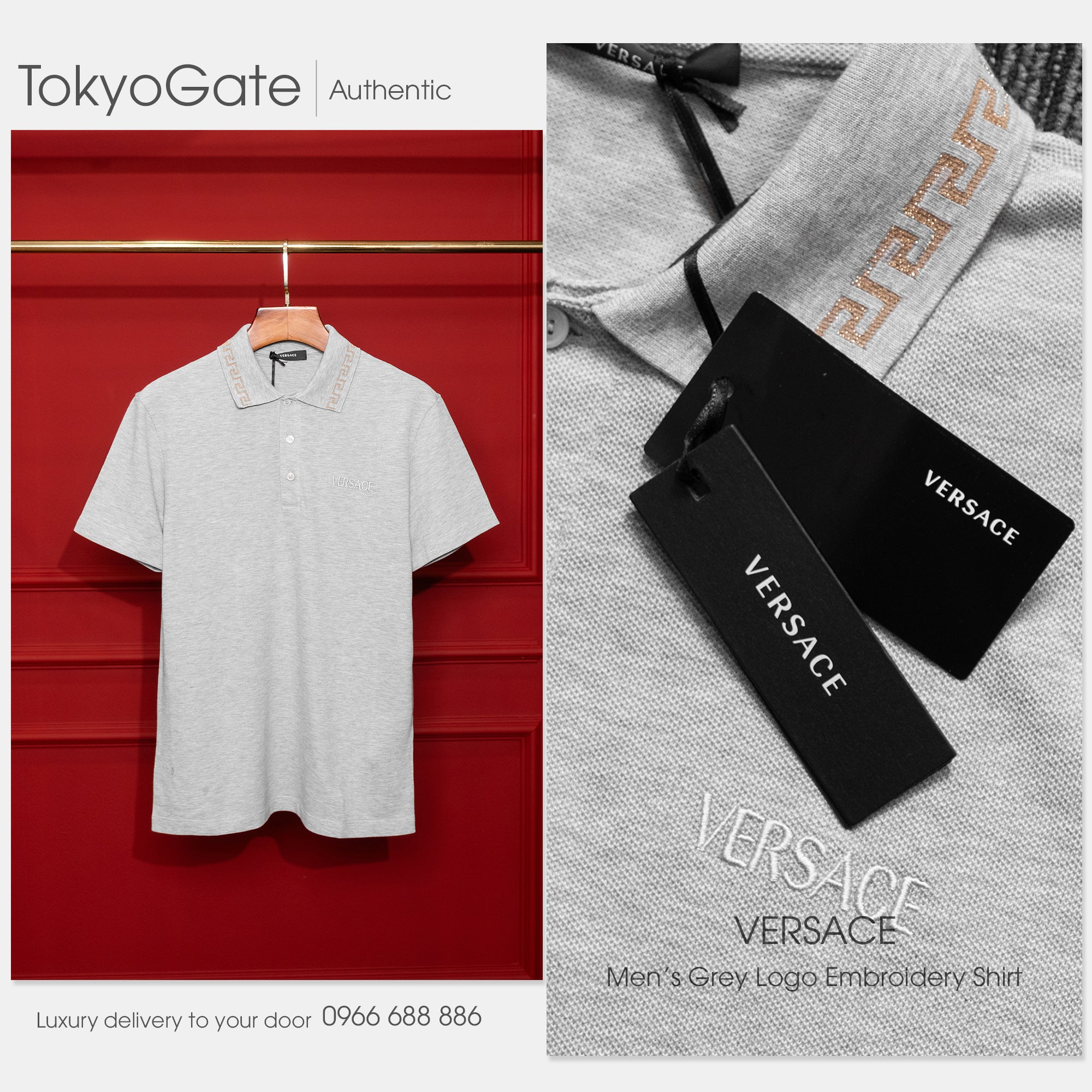 Áo polo Versace 1011851 A231377 2B130N Grey Regular Fit