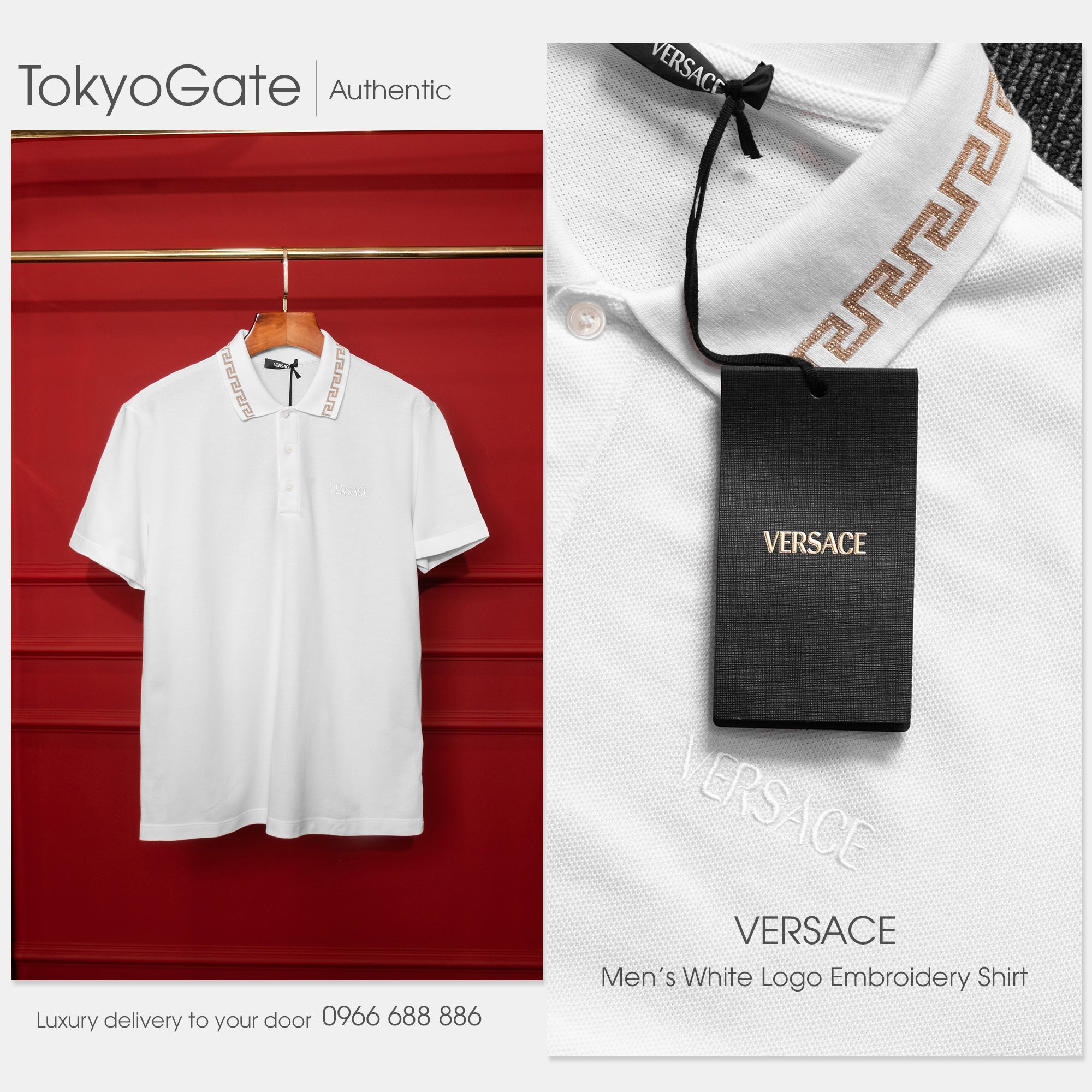 Áo polo Versace 1011851 A231377 White Regular Fit