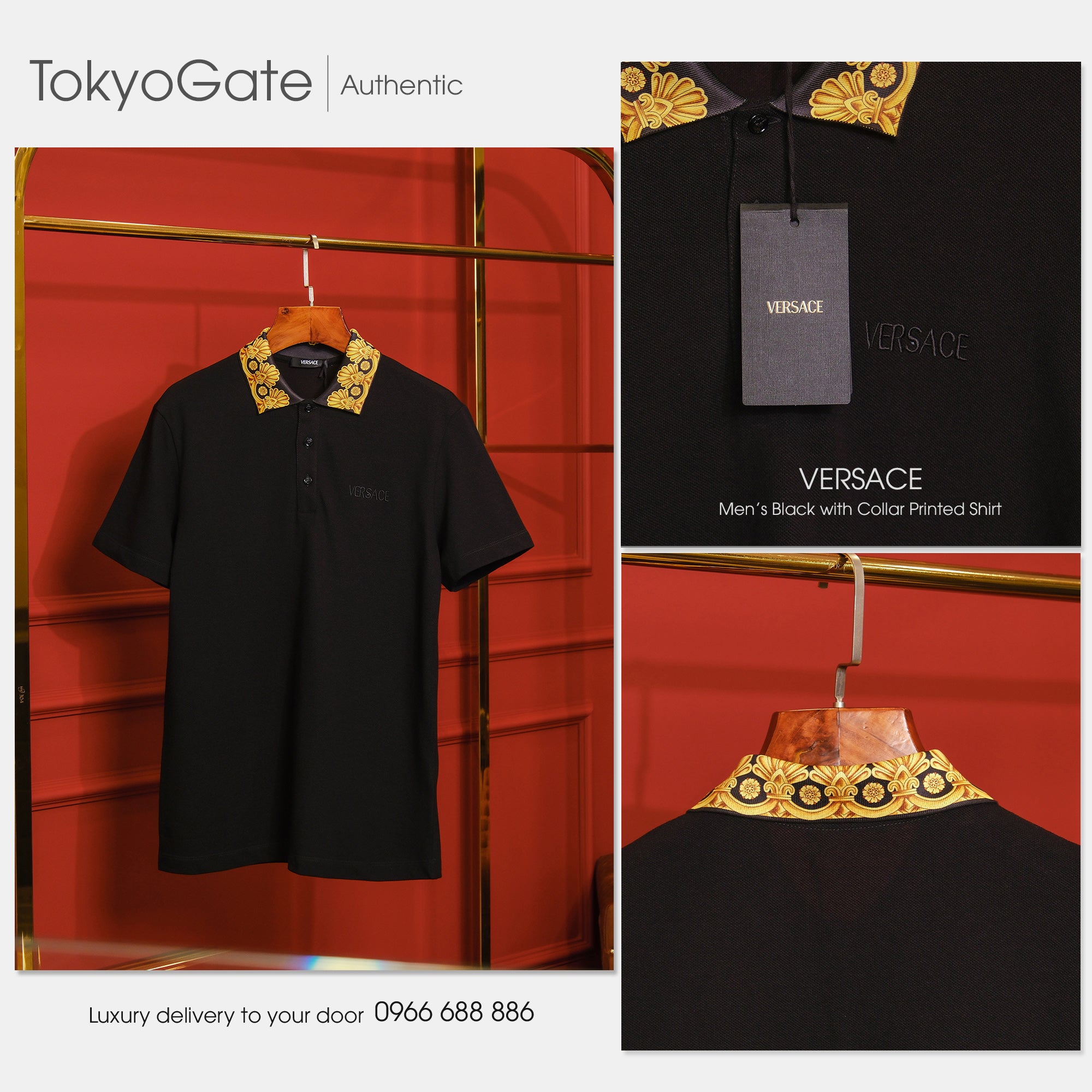 Áo polo Versace 1012260 1A10242 Black Regular Fit